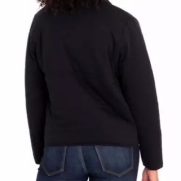 Three Dots Black Relaxed Fit Mock Collar Quilted Knit Jacket Womens Sz Small NWT - Picture 4 of 7